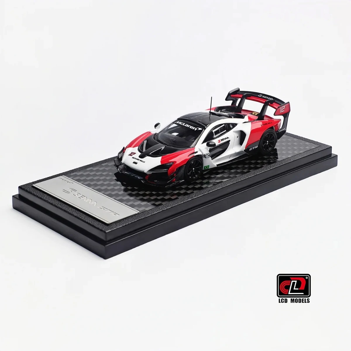 LCD Models 1:64 McLaren Senna GTR #12 Ayrton Senna Tribute Livery Diecast Model Car with Display Base In Stock Ready To Ship