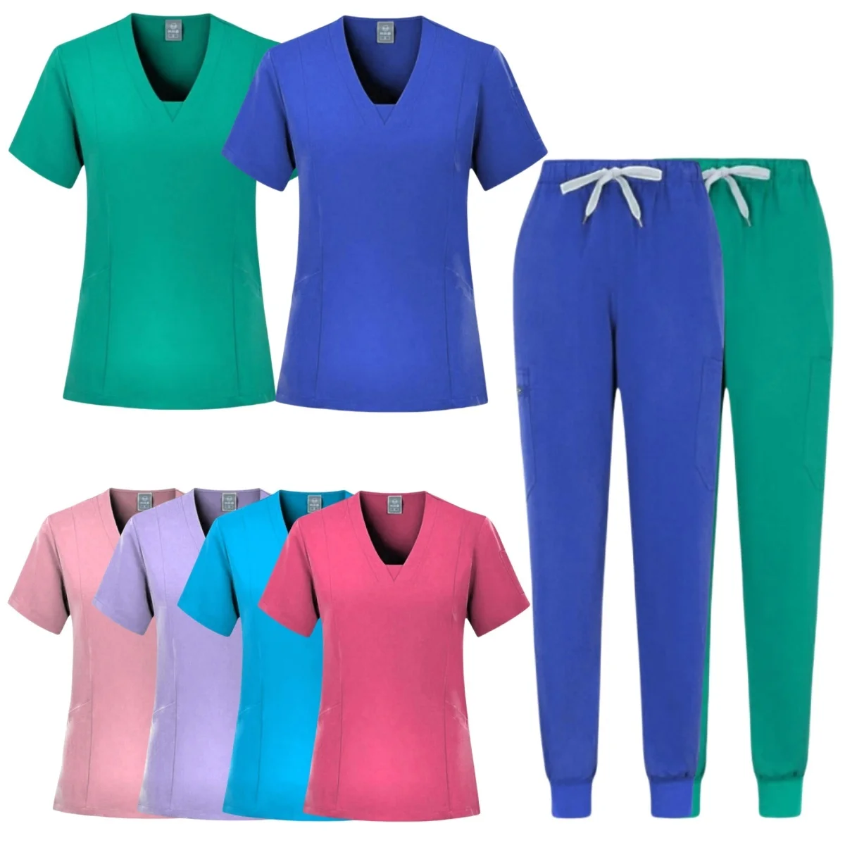 Trs modische neue Stil medizinische Krankenhaus Krankens ch wester Uniform Frauen Peeling Bluse Medicale Femme Uniformen Frauen Jogger Peeling Set