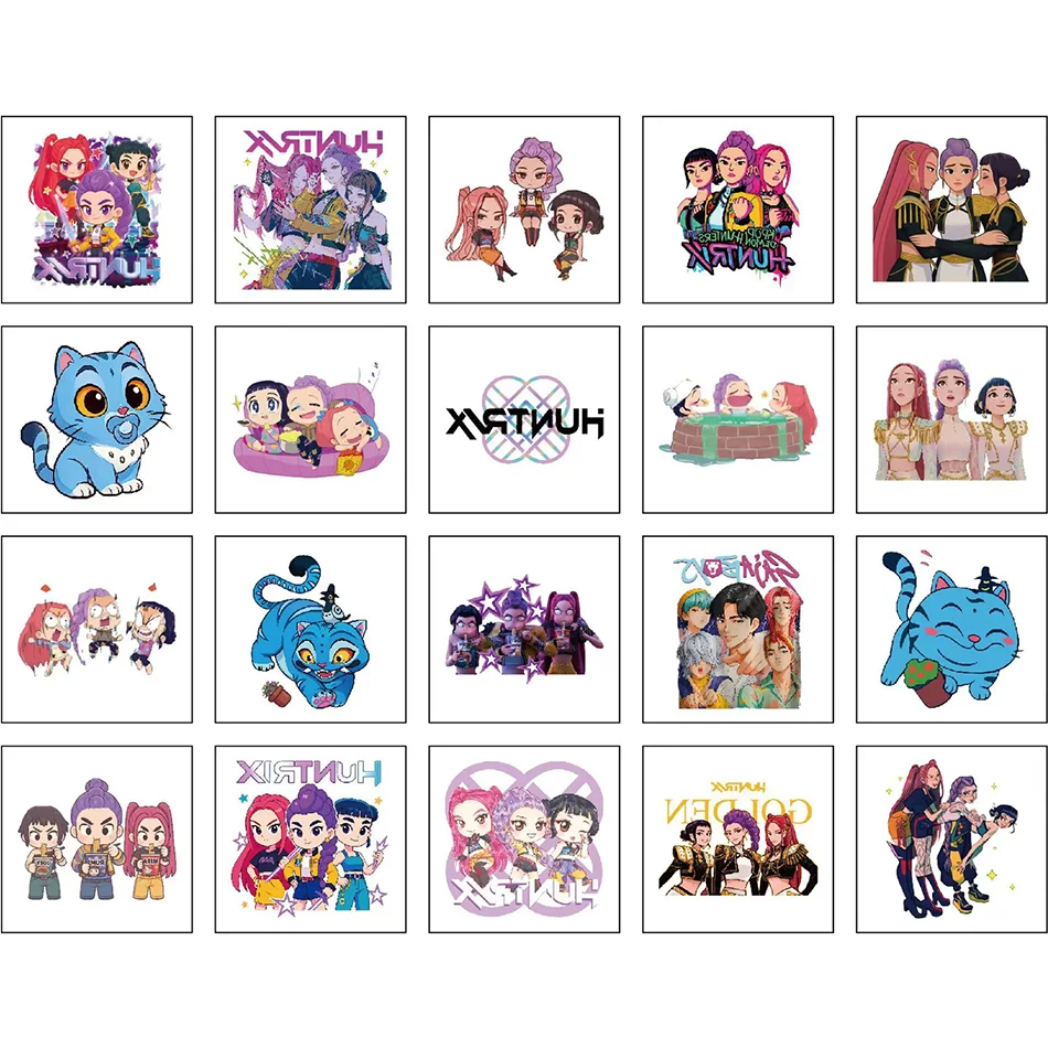 20 قطعة من ملصقات الوشم المؤقت رومي Kpop شيطان الصيادين تصميم كرتوني لطيف مقاوم للماء أفكار هدايا عيد الميلاد المضحكة للحفلات #4