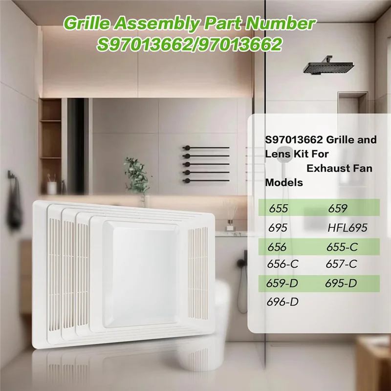 

AB66-S97013662 Крышка вентилятора для ванной комнаты Решетка вентилятора для ванной комнаты для замены Broan Nutone