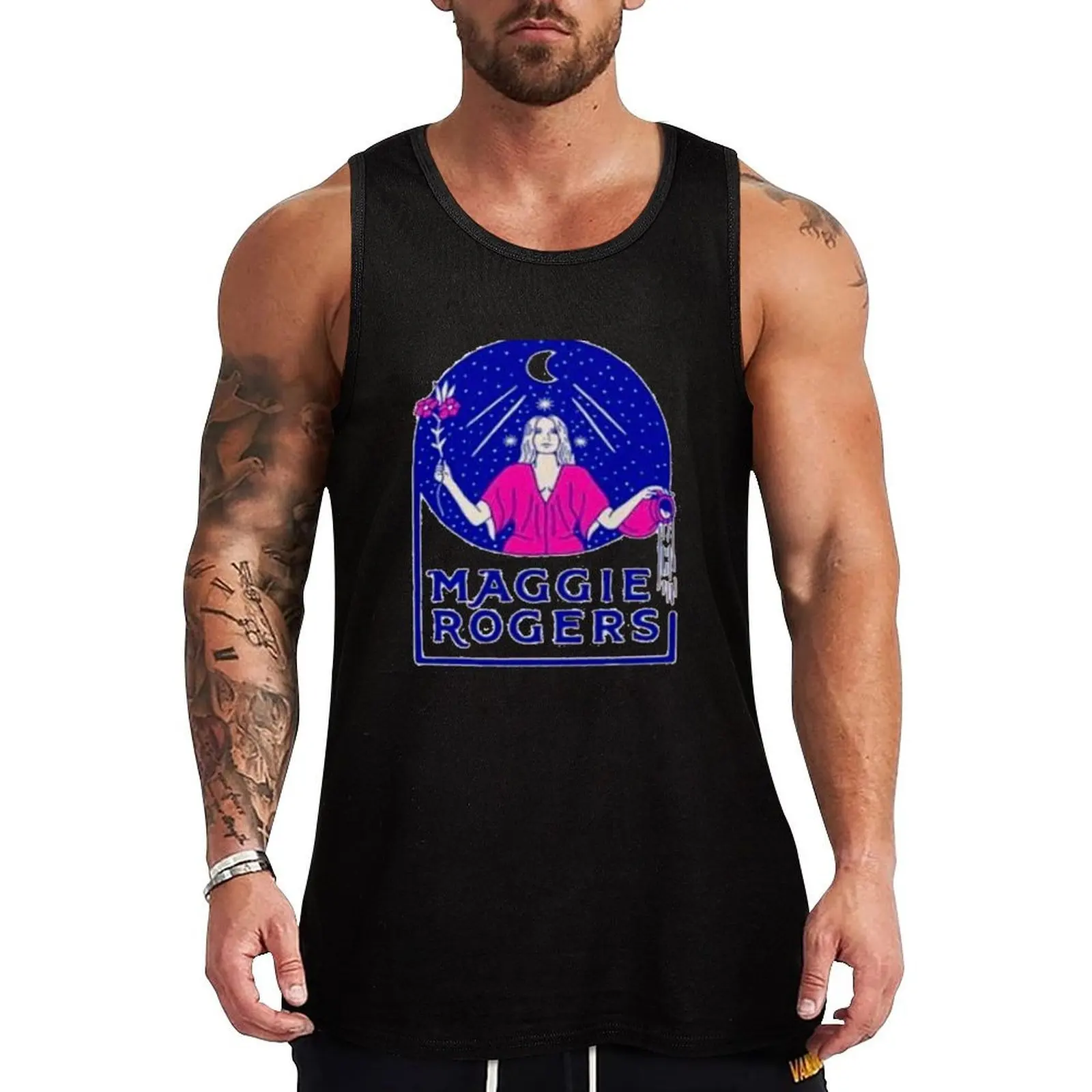 

Maggie Rogers Artwork Tank Top Utility Work Tank Top Durable Casual Sleeveless