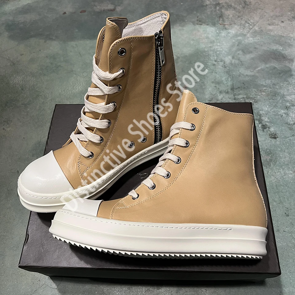 Colorful Leather High Top Men - Streetwear Brand Shoes 评论和价格