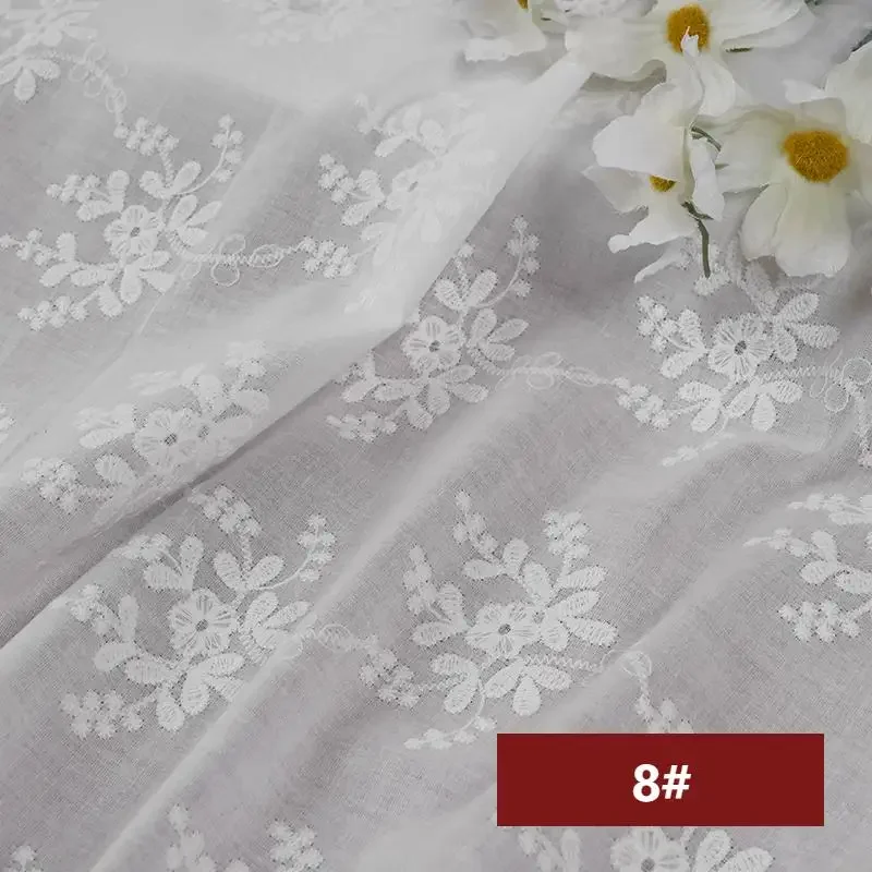 3/5/10m Broderie Anglaise White Cotton Fabric Eyelet Embroidered Cotton Lace Material for Sewing Dress,By the Meter