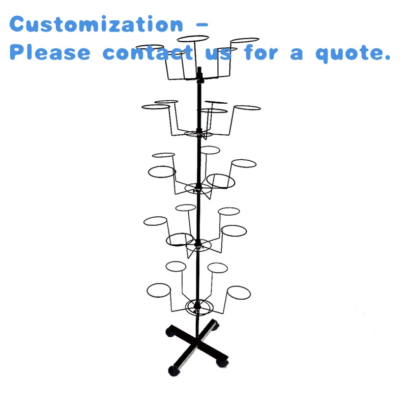 

custom.Kainice Customized Metal Tiers Rotating Floor Standing Hook Hat Hanger Hat Display Rack Wig Baseball Stand Display