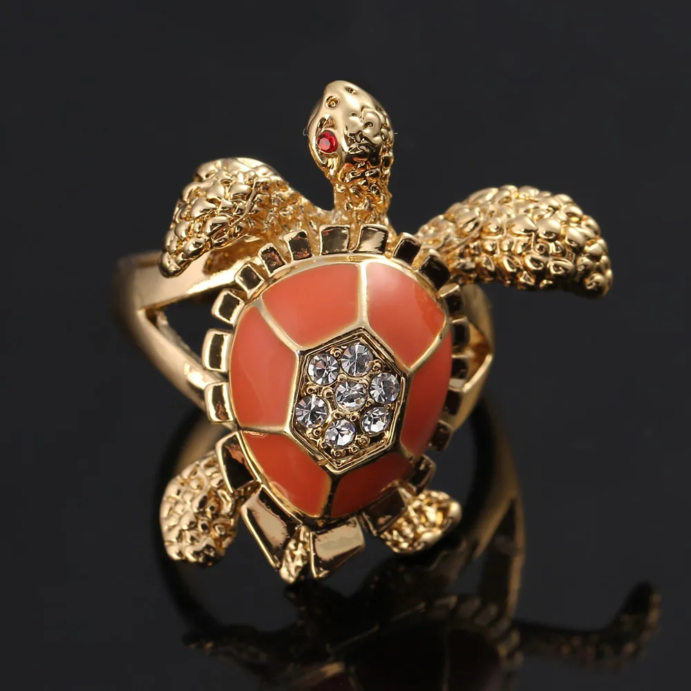 Ajojewel Rhinestone Turtle Ring Animal Vintage Style Tortoise Jewelry Unique Gifts