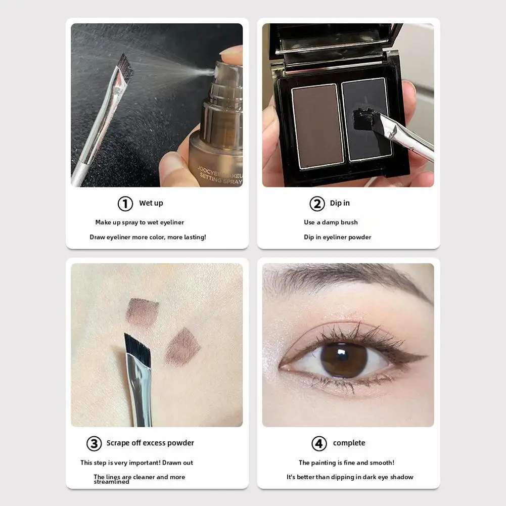 Gellas Bicolor Eyeliner Powder Palette Wodoodporny, długotrwały puder do makijażu brwi Kosmetyki do oczu Brązowy Czarny E4T2