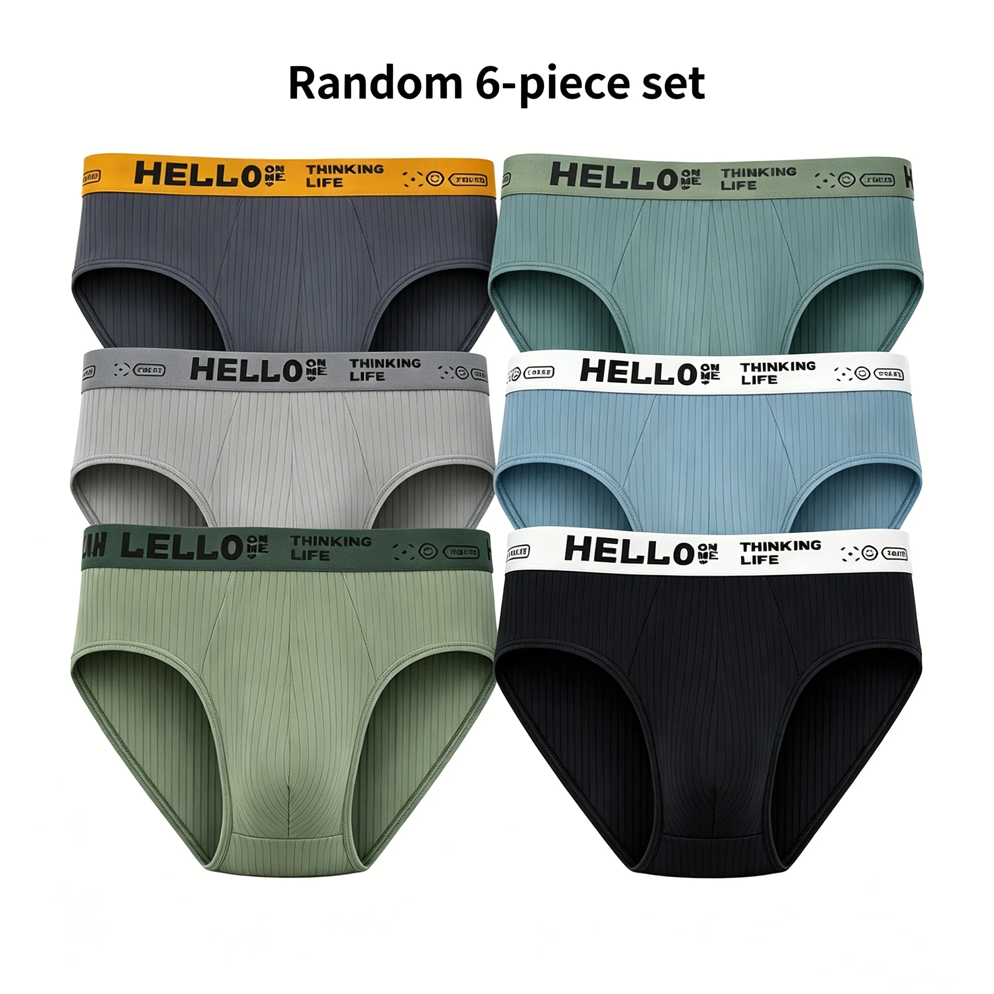 Random 6PCS Men's Cotton Briefs Breathable Triangle Underwear Soft Elastic Waistband Comfortable Daily Panties Plus Size S-XXL