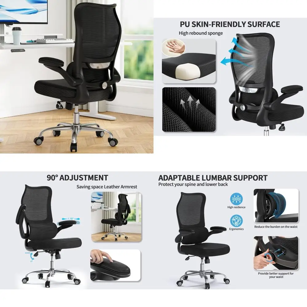 

Ergonomic Wave-Back Desk Chair with Adjustable Lumbar Support for Office and Gaming