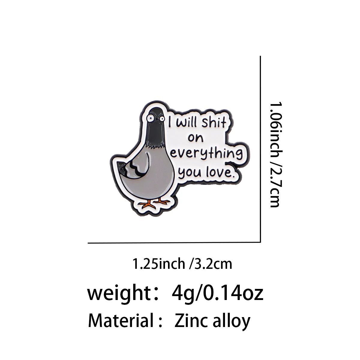 Funny Pigeon Quote Enamel Pin Cartoon Dove Lapel Pins on Backpack Brooch for Clothes Jewelry Bird Badges Gifts for Friends