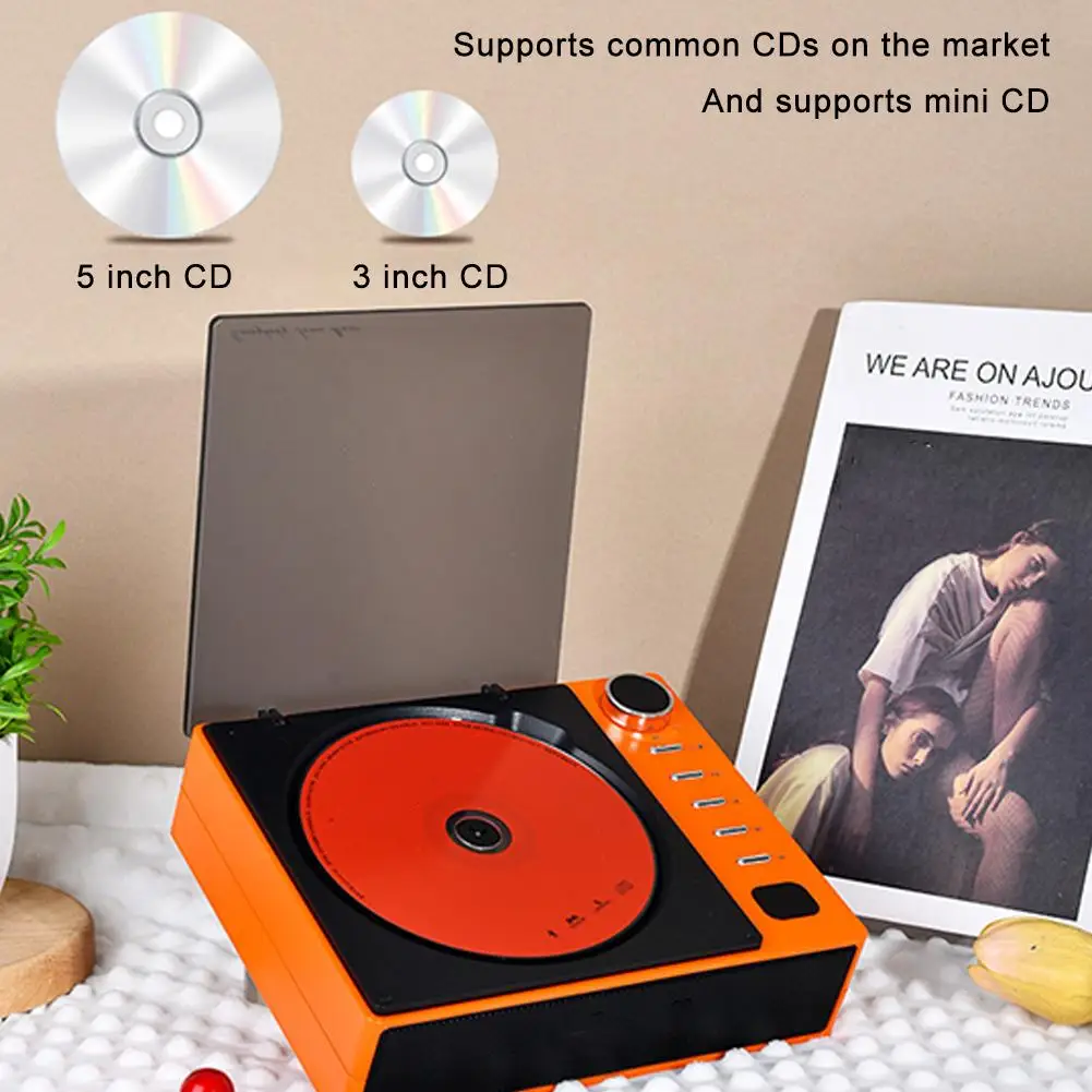 Portable Retro CD Player Wireless Bluetooth Speaker Album Player FM Radio Smart Digital Display Screen Speaker Gift For Friend