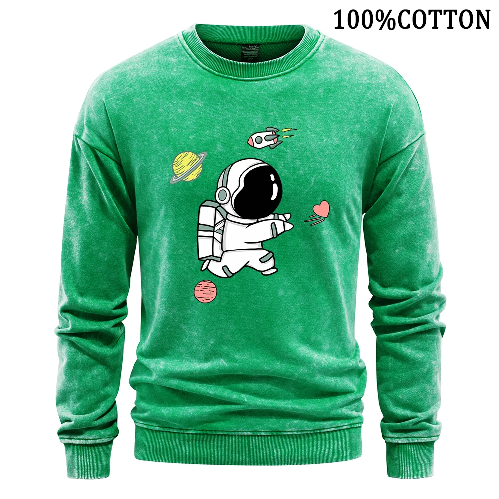 Sweat à capuche en coton de dessin animé AstronsomPlanet pour hommes, sweat à capuche vintage lavé, sweat à capuche doux et confortable, sweat à capuche chaud Street, PVD, Y