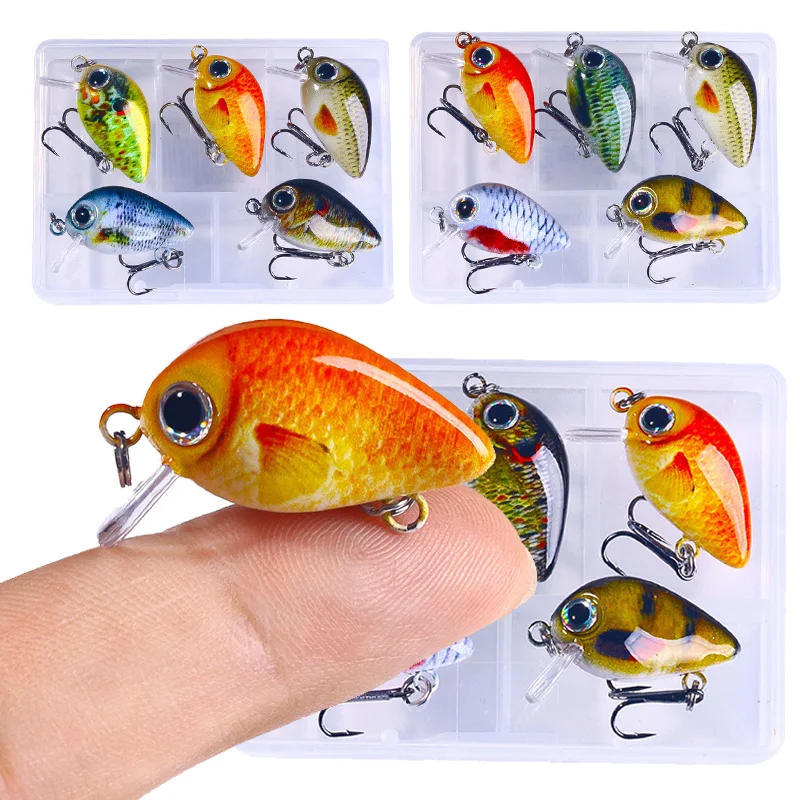 5Pcs/Set Mini Crankbait Kit 1.5g/3cm Fishing Lure Wobblers Small Artificial Floating Hard Bait Fishing Tackle With Box Pesca