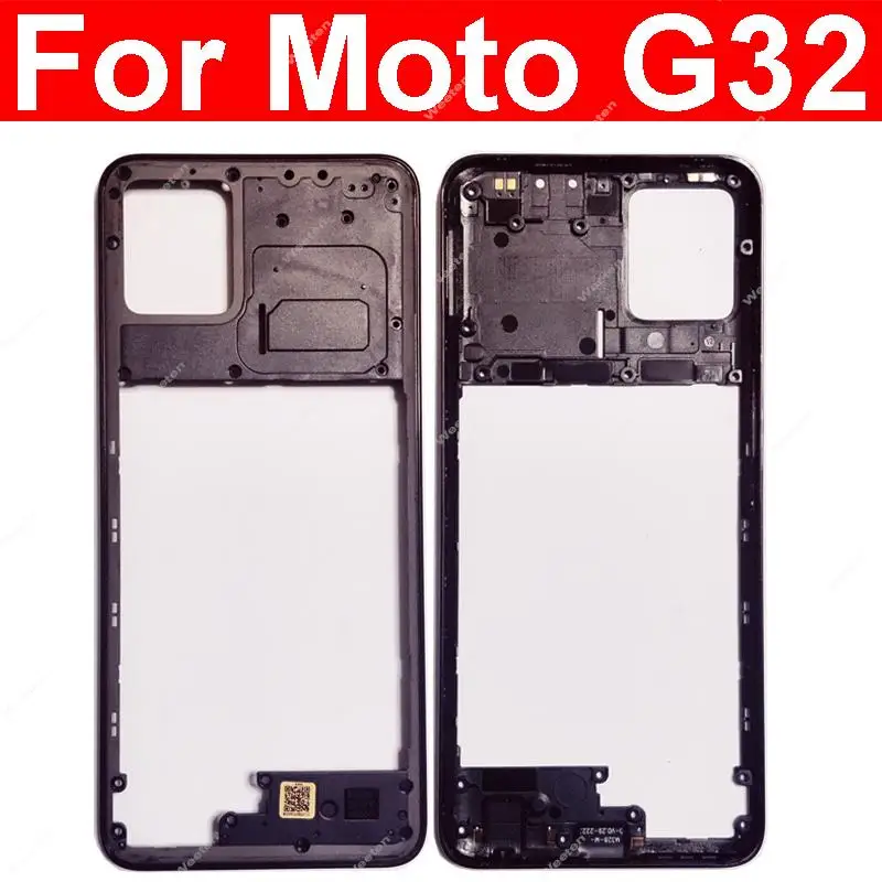 Middle Housing Frame Cover For Motorola MOTO G32 Middle Frame Bezel Without Side Button No Lens Frame Replacement Repair Parts