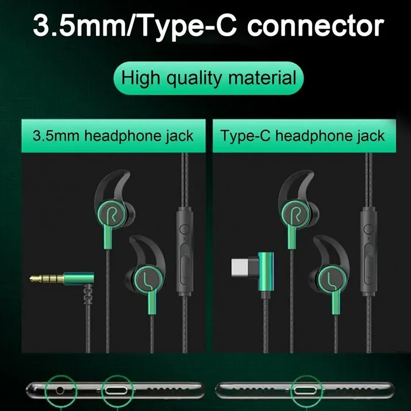 

High-quality In-ear Gaming Earphones 3.5mm/type-c Wired Earphone Stereo Sports Headset With Microphone For Game Music Calls