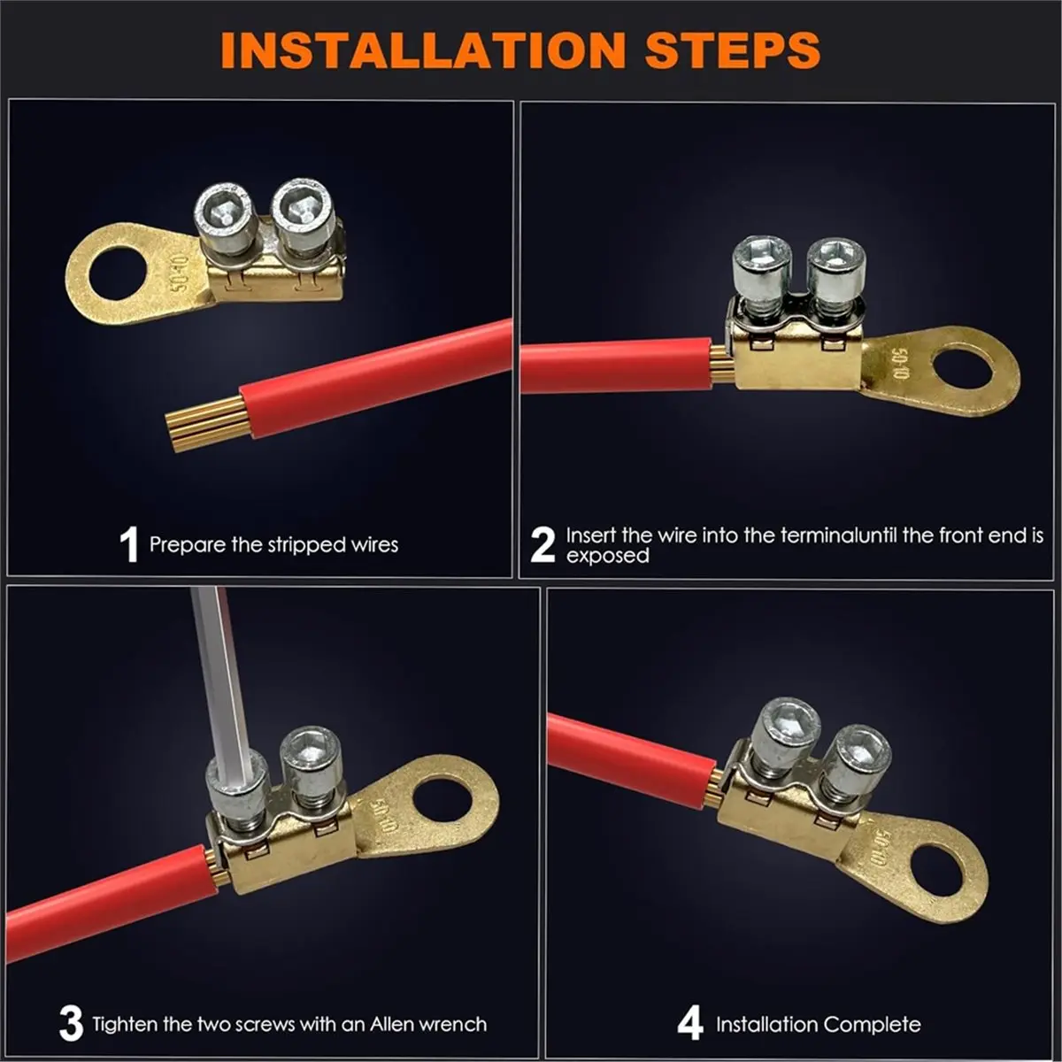 2026 New 5pcs 8-1AWG Battery Lugs,Battery Cable Ends,Ring Terminals,Battery Terminal Connectors Bolt-on Copper Lugs Crimpless