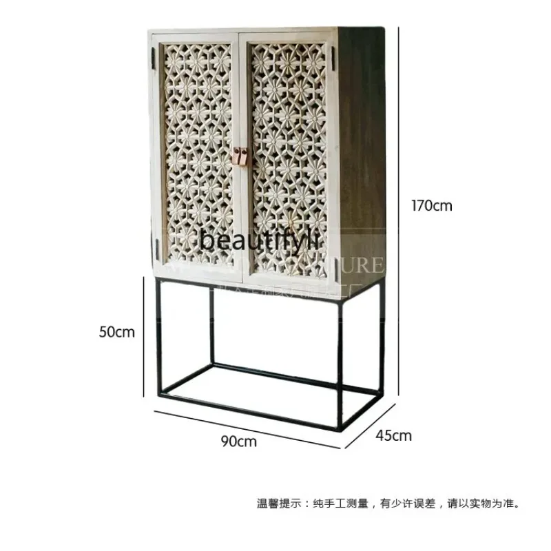 M71 American retro hollowed-out carved dining side cabinet storage storage tea cabinet wall decorative cabinet