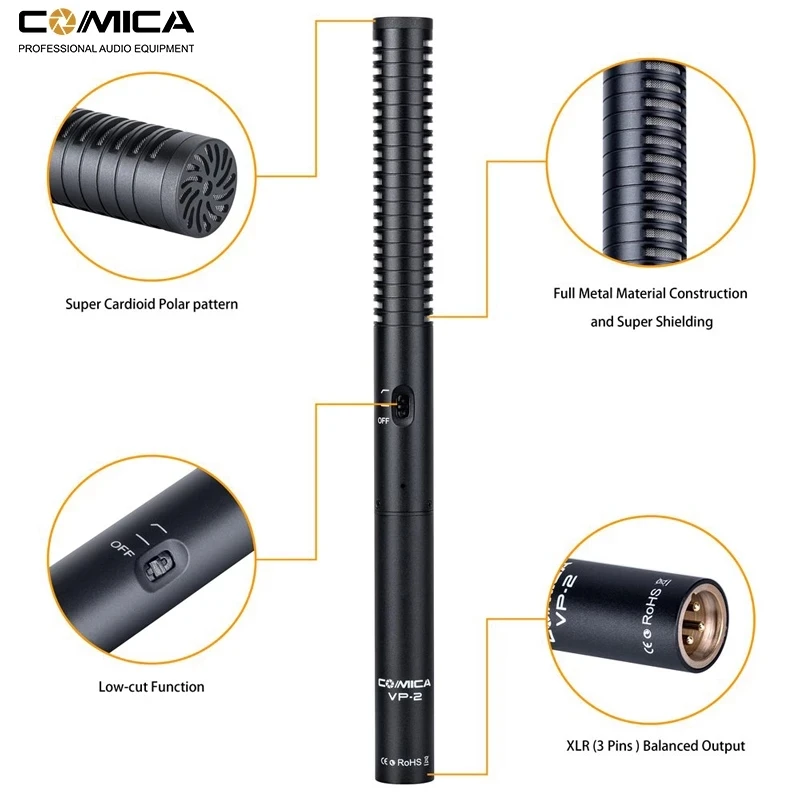 Comica CVM-VP2 Professional Microphone Ultra Low Noise Circuit Apply to Outdoor Recording Sound Interview Video