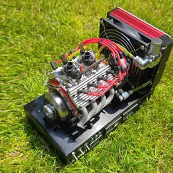 CISON V8 1/6 Engine 4 Stroke 8 Cylinder Gasoline Engine Internal Combustion Side Valve Engine with Base and Built-in Fuel Tank