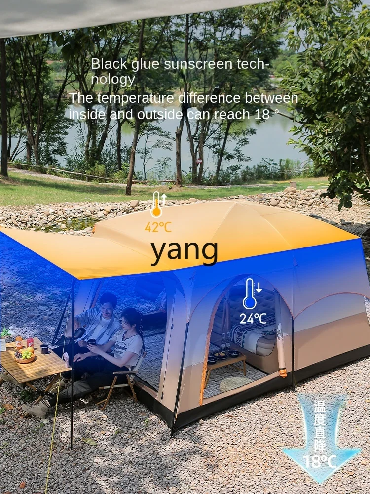 L'm'm Tent Two-Bedroom One-Living Room Folding Portable Sunshade Beach Overnight Camping Equipment Full Set