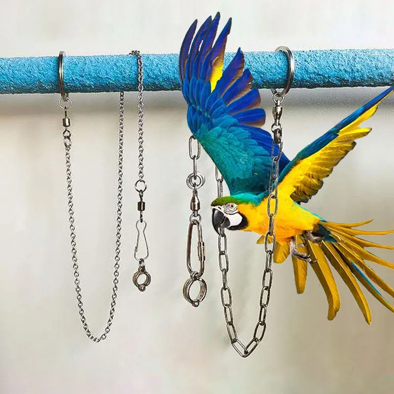 Stainless Steel Parrot Chain Bird Foot Ring Stand Chain Parrot Rope Bird Chain Anti Bite Wire Rope Outdoor Flying Training