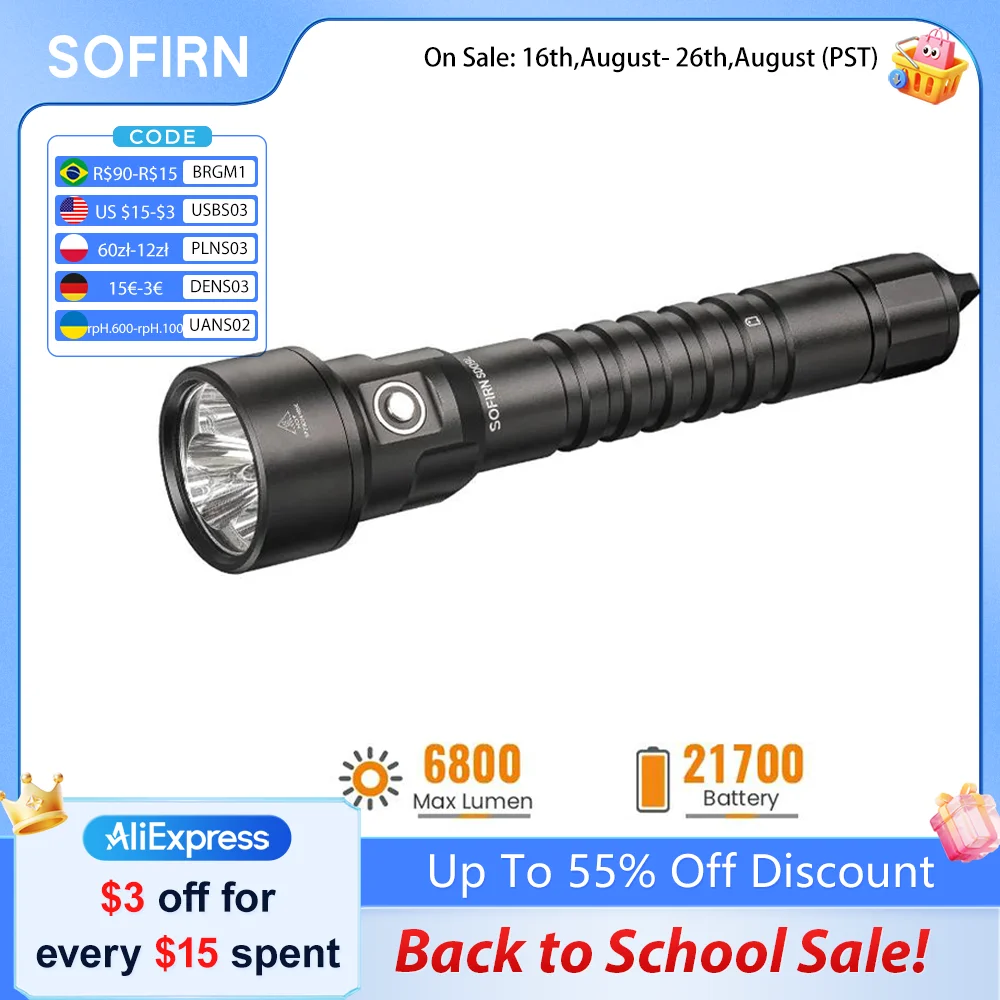 Neue SOFIRN Tauchlampe SD09L SST40 LED Taschenlampe 6800lm 21700 USB Wiederaufladbare Unterwasser Wasserdichte Fackel