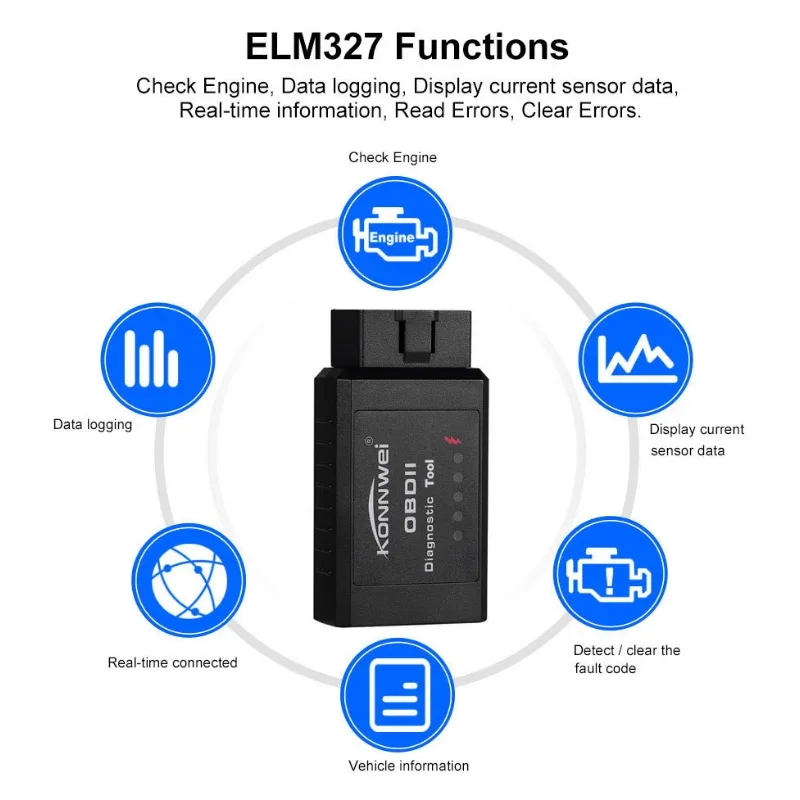 

KONNWE KW910 ELM327 Auto Fault Scan Tools for Android V1.5 Bluetooth Code Readers Automotive OBDII Engine Fault Diagnostic Tools