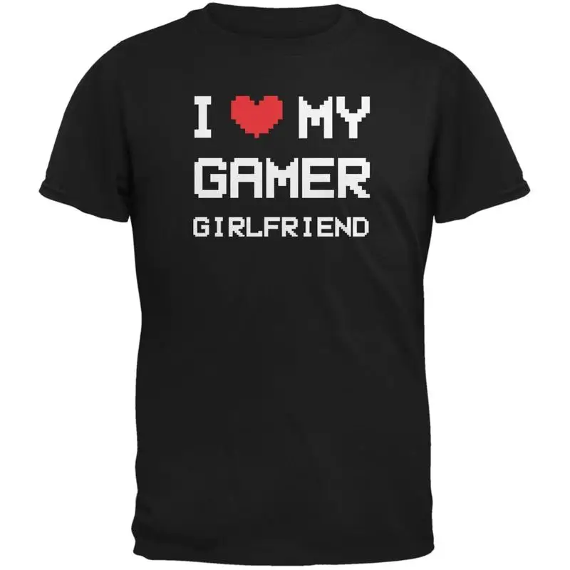 تي شيرت I Heart Love My Gamer Girlfriend أسود للبالغين #1