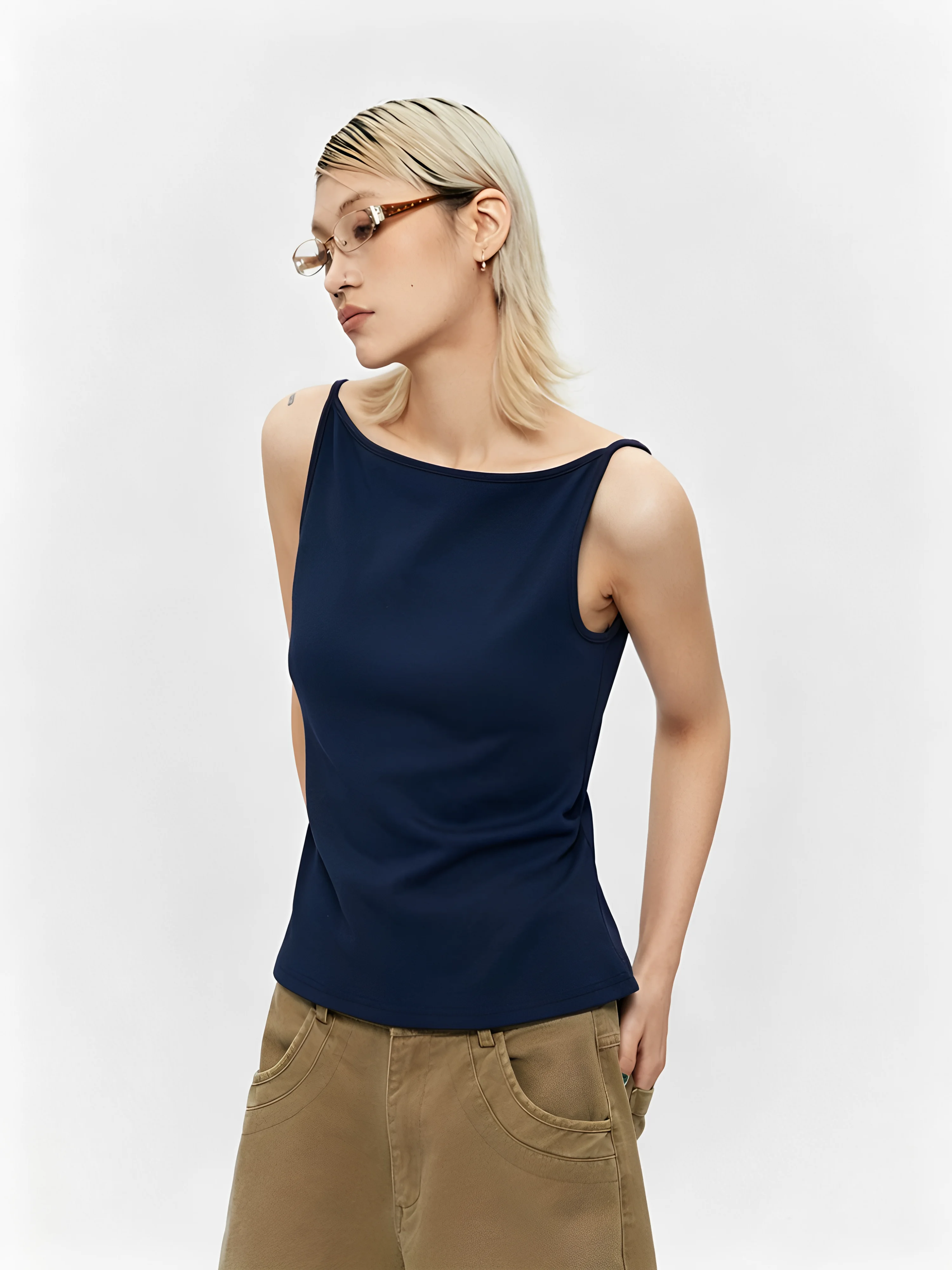 Summer New Women's Cotton 95 Tank Top Backless Vest Slimming Base Layer T-Shirt Cover Belly Cotton Polyester Blend Tank Top
