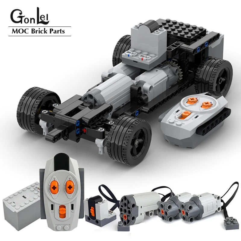 MOC Electronics Drift Chassis Double Motors Rear Wheel Drive Technical Cars RC Motorized STEAM Building Blocks Educational Toys