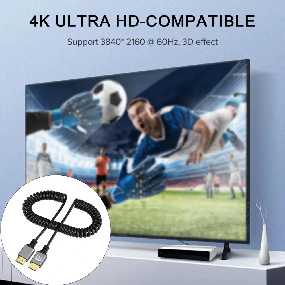 كابل قابل للسحب متوافق مع HDMI ، كابل حلزوني مرن ، تمديد عالمي ، ذكر إلى قابس ذكر ، غامرة ، 4K @ 60Hz