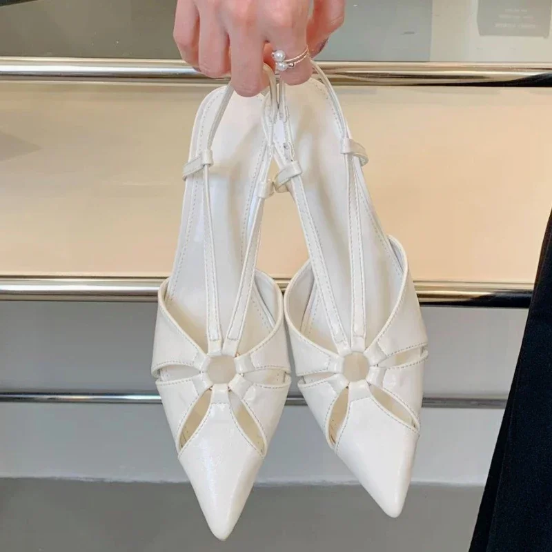 

Elegant High Heeled Sandals Women Sexy Pointed Toe Shallow Summer Pumps Mueller Shoe Luxury Party Designer Slingback Dress Shoes