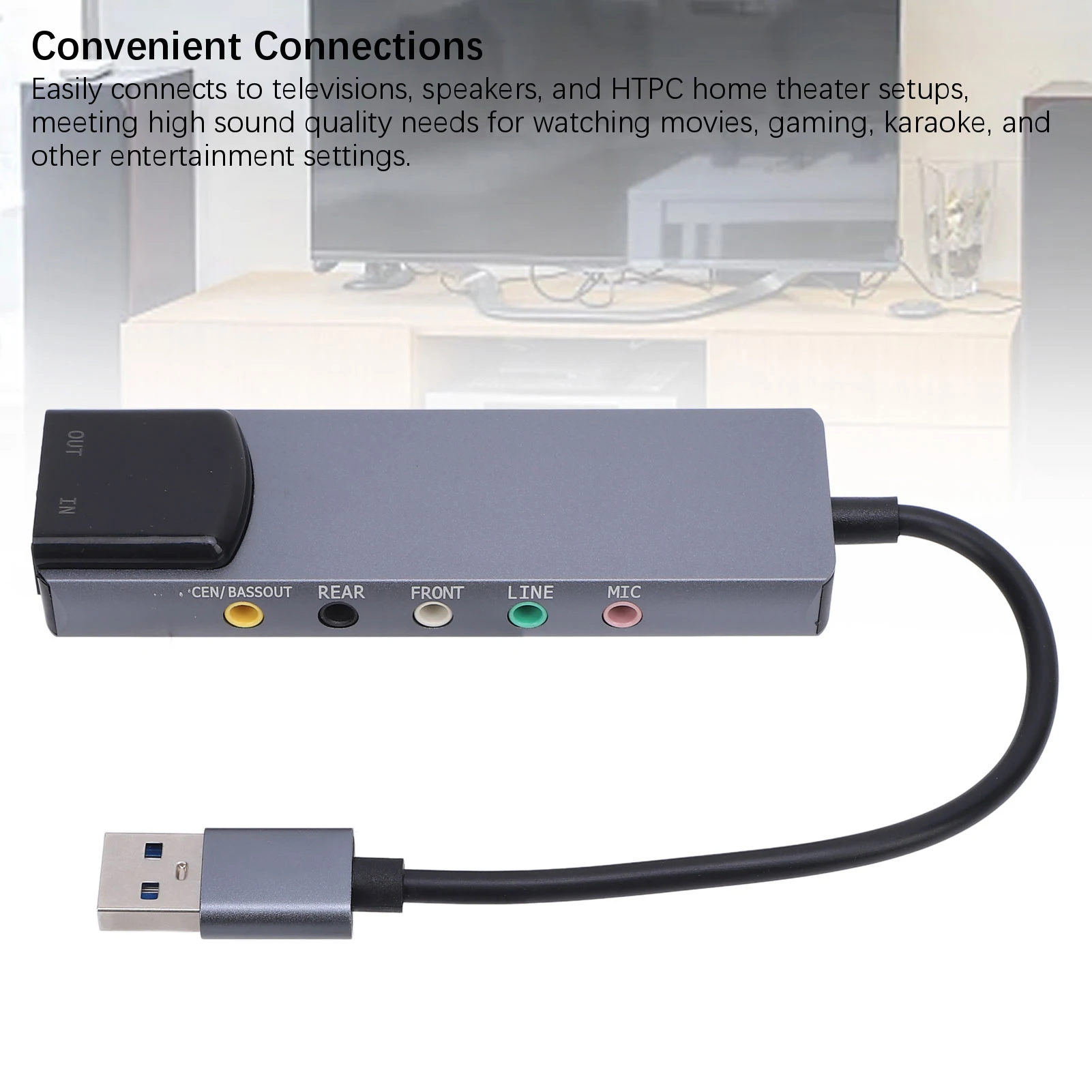 

Внешний звуковой адаптер, профессиональная внешняя звуковая карта USB, 5.1, 7.1-канальная, с шумоподавлением, поддержка микширования для колонок