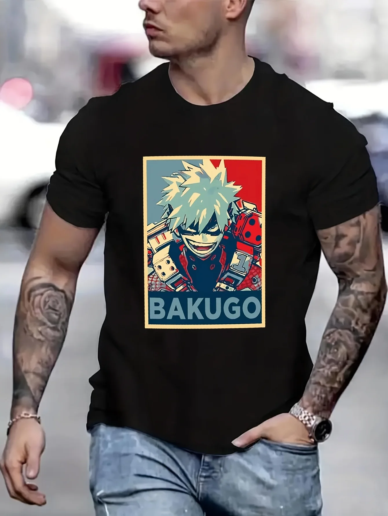 Katsuki Bakugo HOPE T-Shirt Meme Clothing Dad Gifts Anime Men T shirt Printed T-Shirt B5022699