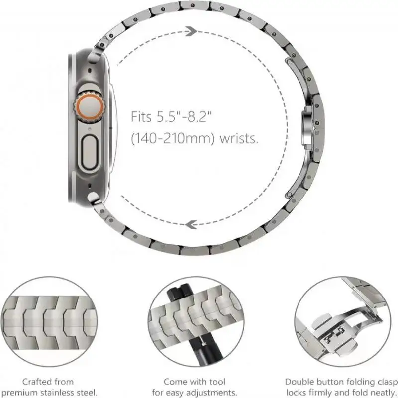 Cinturino in acciaio inossidabile per cinturino Apple Watch 45mm 41mm 40mm 44mm 38mm Ultra 2 49mm cinturino in metallo braccialetto iWatch serie 10 46mm 42mm
