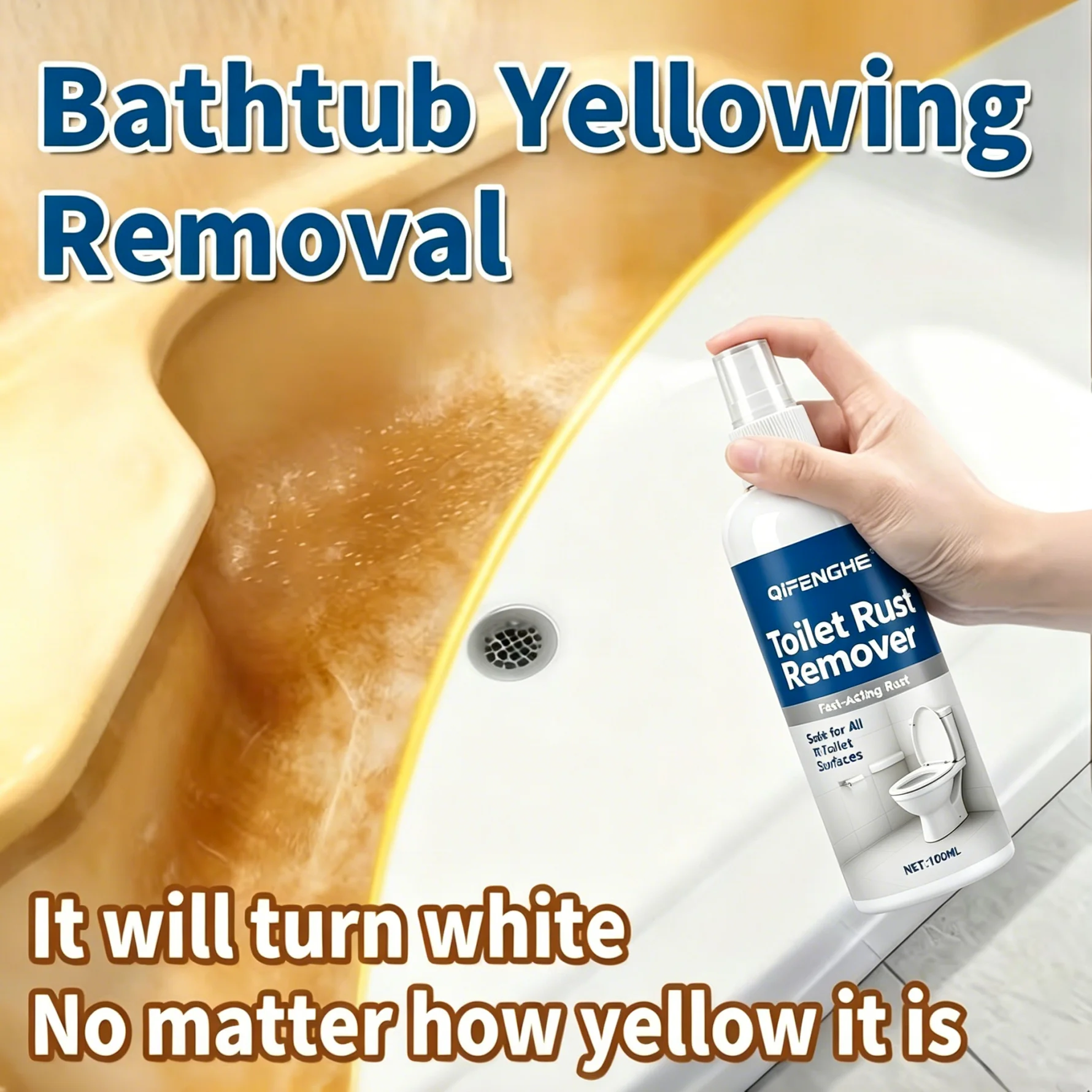 Toilet Rust Remover, Safe Porcelain Formula, Effectively Removes Rust, Hard Water Stains & Odors Without Damaging Toilet Glaze