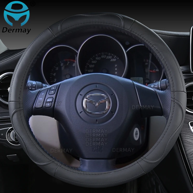 for Mazda 3 BK BL BM BN BP 2003~2022 Axela Genuine Leather Car Steering Wheel Cover Cowhide Sport Auto Accessories