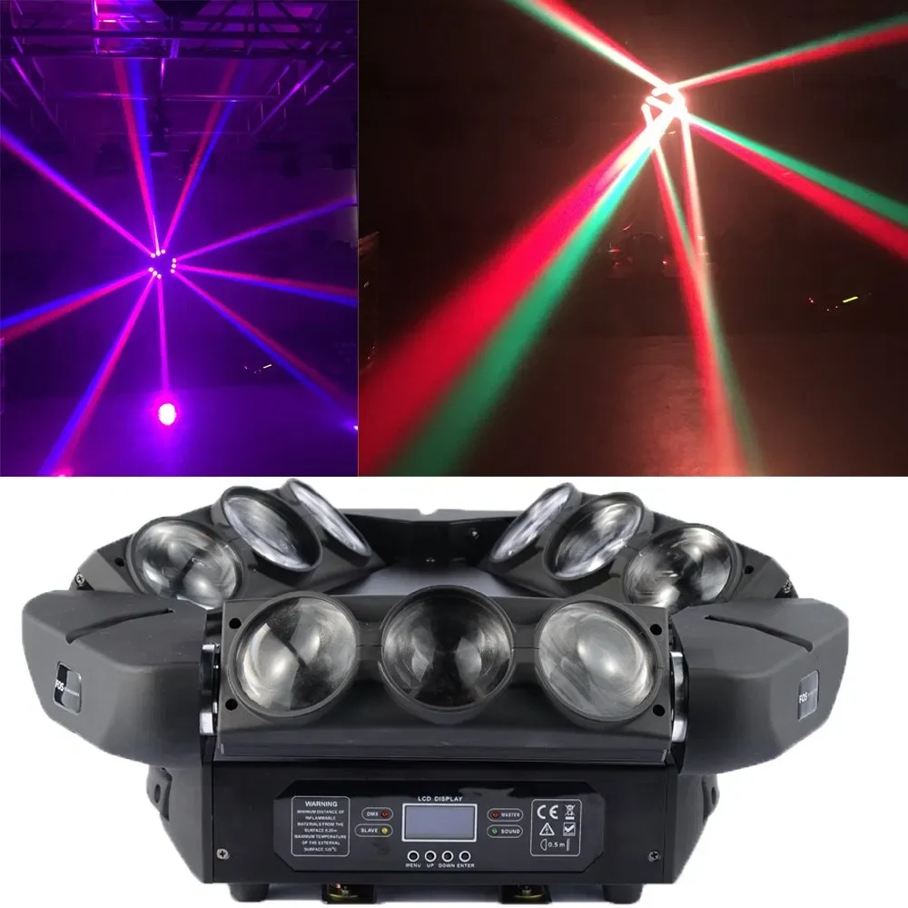 Spider Mini Beam LED Moving Head Disco Light with 9 picecs 3-Watt High-Intensity Beam Projector for Party Club Stage Effect