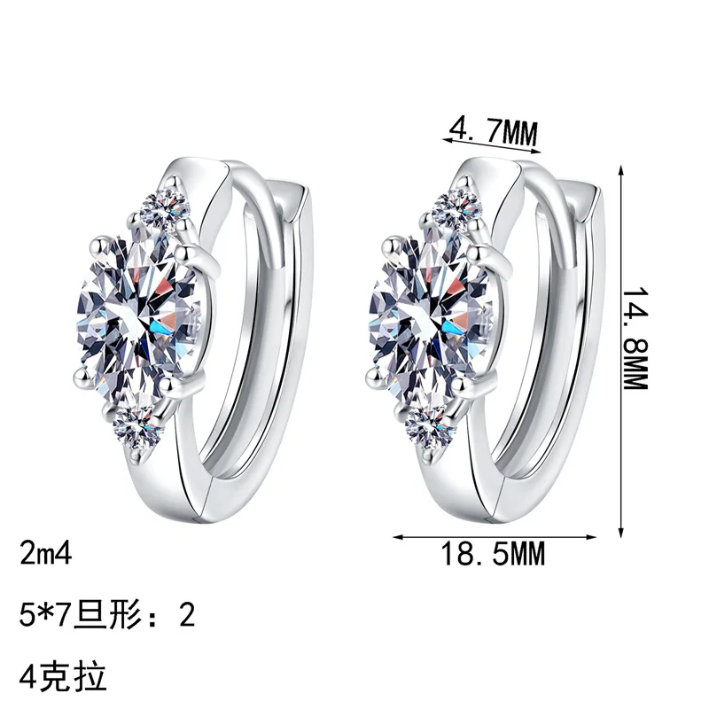AZF1392-E Lefei Fashion Color D Diamond-set Classic Moissanite Simple Classic Earring Charms Women 925 Silver Party Jewelry Gift