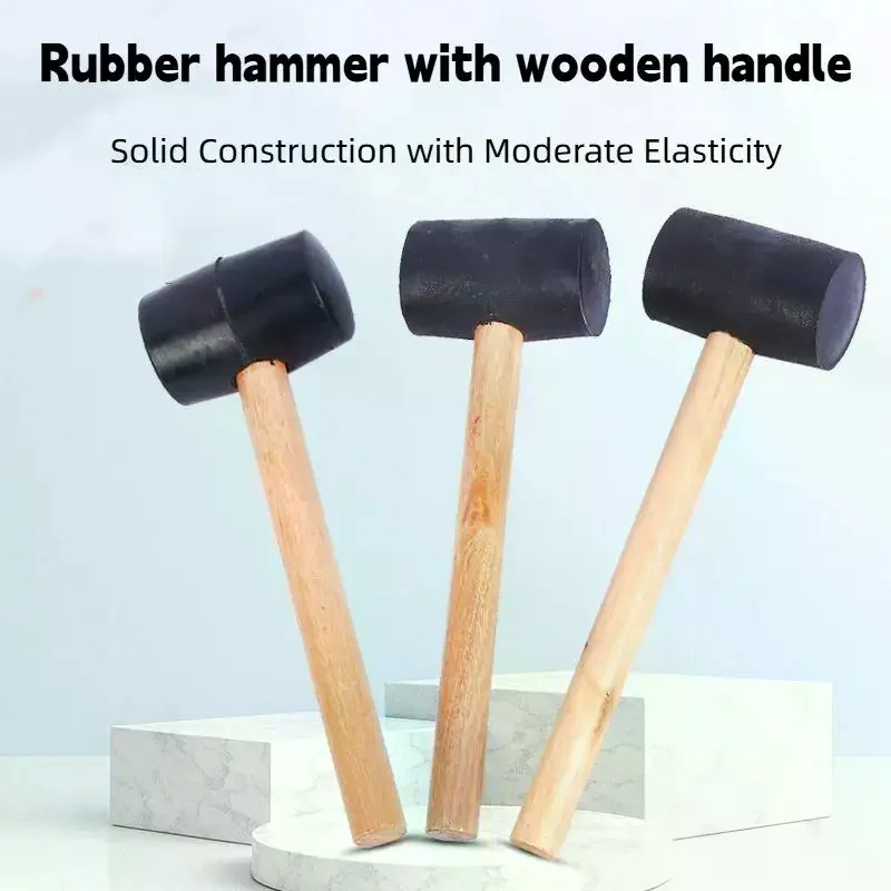 Wooden Handle Durable Eco-Friendly Rubber Mallet Hammer For Camping Flooring Tent Pegs Woodworking & Soft Blow Tasks