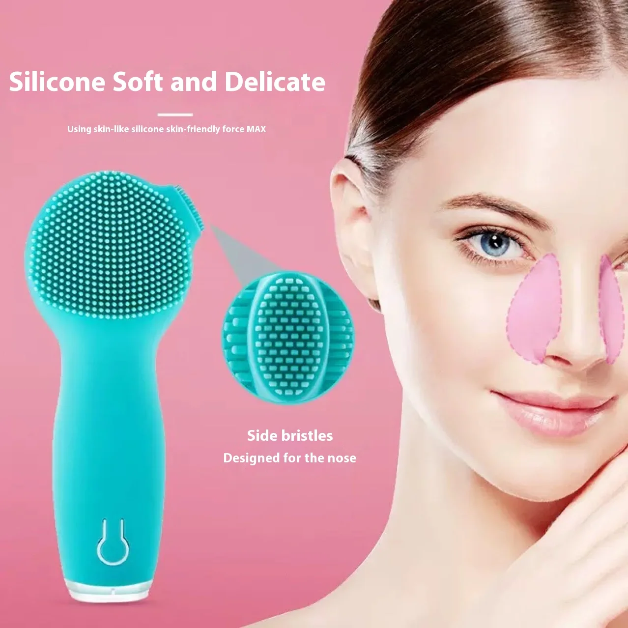 

Portable Handheld Electric Silicone Facial Brush Facial Cleanser Pore Cleaning Massage Ultrasonic Facial Cleanser