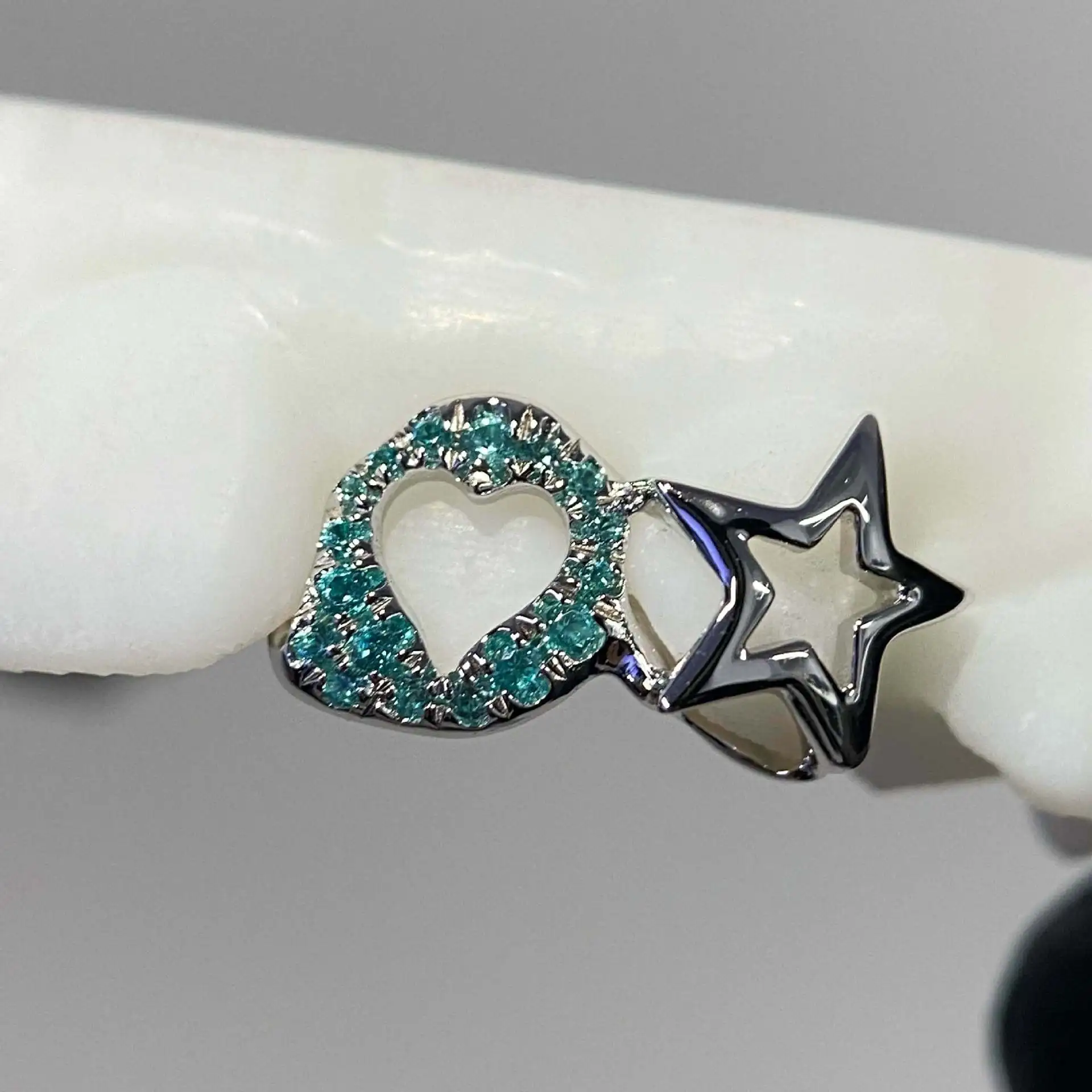 Paraiba Blue Love Window Star Grill Top 2 European And American Cross-border Hot-selling Grillz