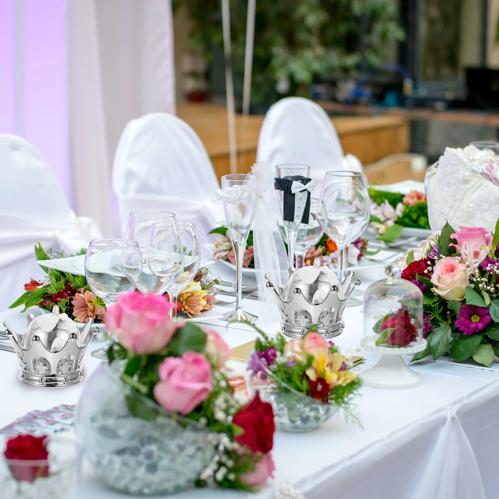 

12 pcs Plastic Wedding C Boxes Silver Decorations Crown Shaped Durable Gift Boxes for Parties Festivals