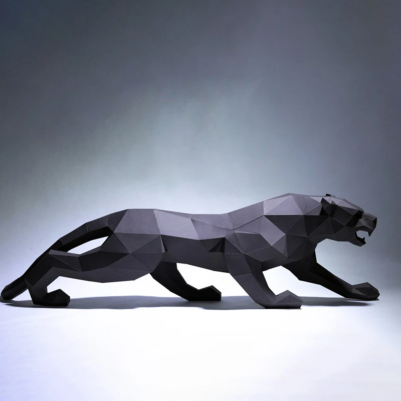 95cm Fierce Leopard 3D Paper Model Home Decor Living Room Floor Decoration Animal Ornaments Papercraft DIY Puzzles Hand Made Toy