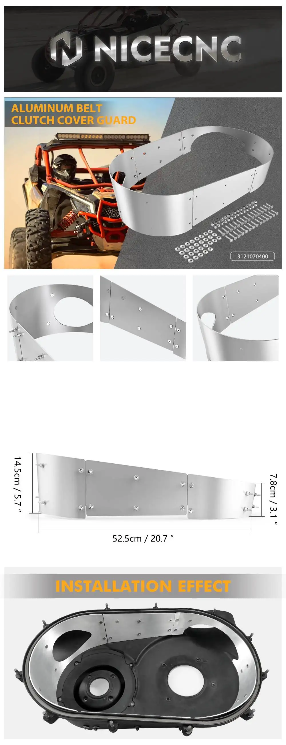 NICECNC Für Can-Am Aluminium Gürtel Kupplung Abdeckung Schutz Für Can Am Maverick X3 2017-2021 R RR Max Turbo STD XMR XRC UTV Zubehör – Detail 3
