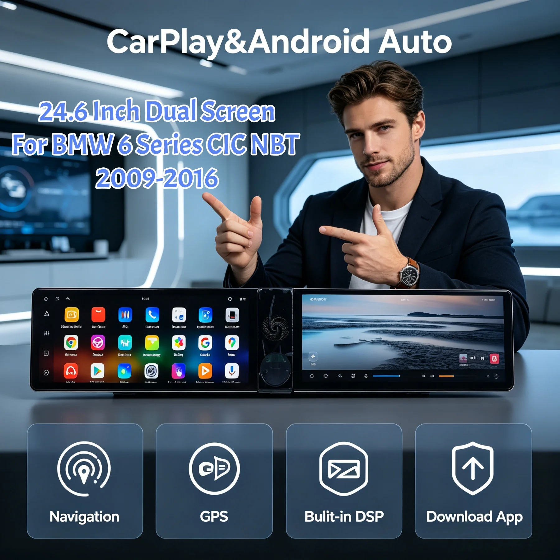 Android Wireless Carplay For BMW 6 Series 2009-2016 CIC NBT System Dual 12.3 '' Car Multimedia Radio Player HD Touch Screen