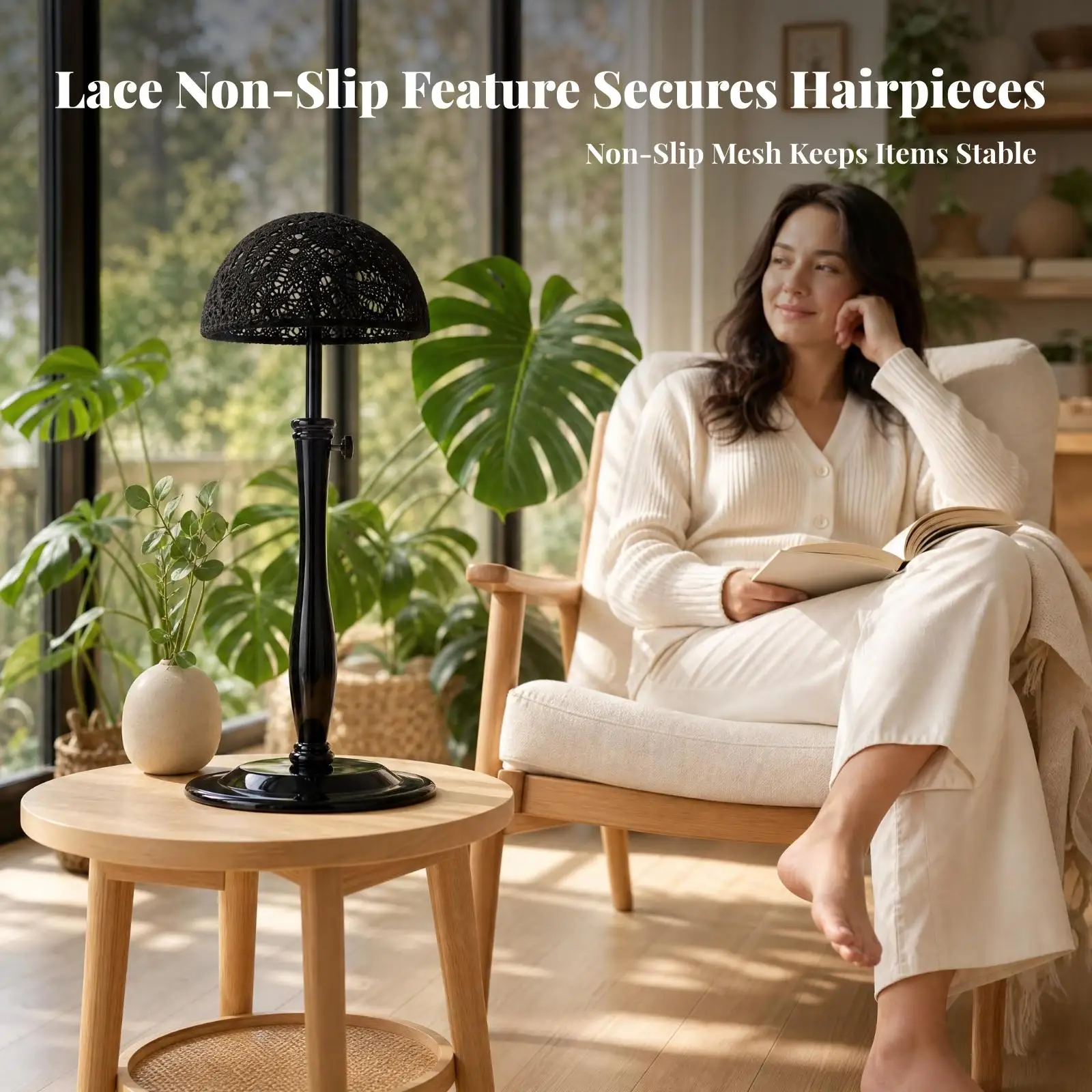 Hairpiece Holder Weighted Base Adjustable Hairpiece Stand Dome Shape
