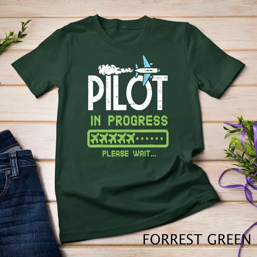 Camiseta unissex para crianças, piloto em andamento, piloto do futuro em andamento, amantes do avião