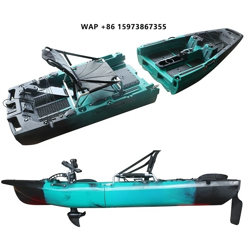 10ft  New Arrival HDPE Kayak 1 or 2 Person Plastic Sit on Top Foldable Modular Pedal Kayaks for Fishing