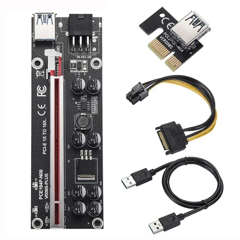 PCI Express 연장 케이블, USB 케이블, GPU 그래픽 카드용 PCIe 어댑터, 30CM 60CM 100CM, 라이저 카드, 1X 16X 3.0 Ver009SPlus