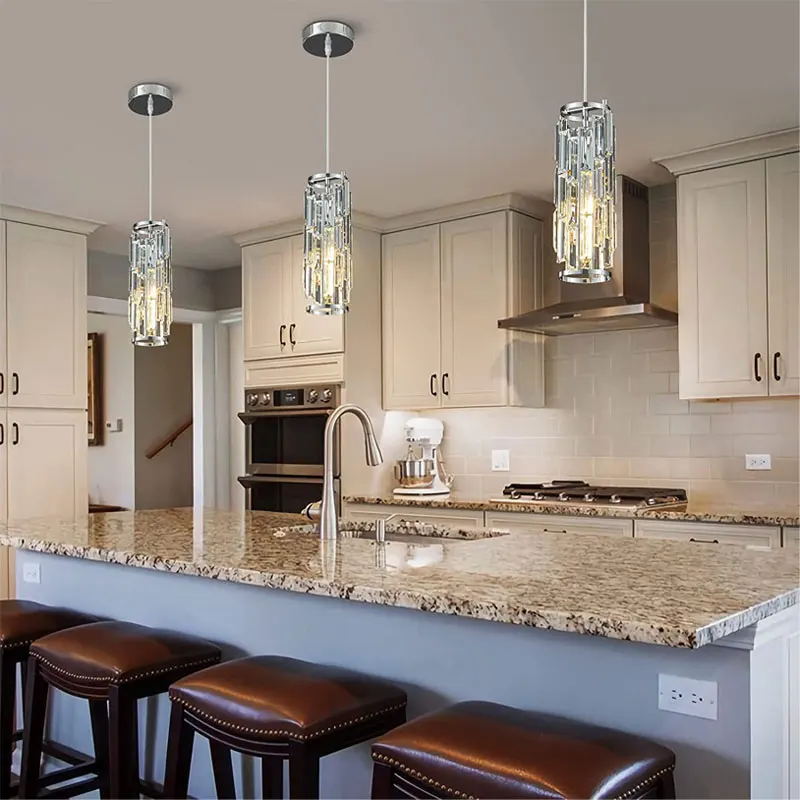 Small Gold Crystal Chandelier Lighting Modern Black Pendant with LED Lights for Kitchen Dining Room and Entryway - Image 4